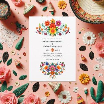 vibrant mexican fiesta floral wedding invitation