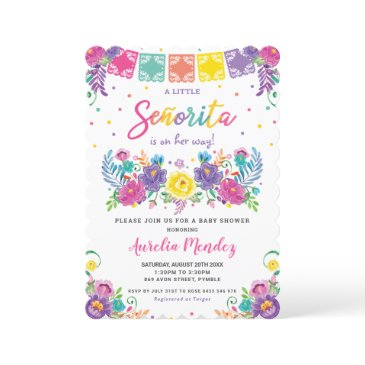 vibrant mexican floral señorita baby shower girl  invitation