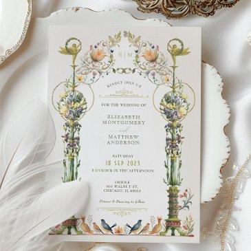 victorian botanical garden wedding invitation