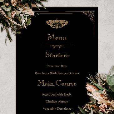 victorian moth elegant gothic wedding menu