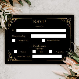 Small Victorian Moth Elegant Gothic Wedding Rsvp Invitations Front View