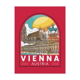 Small Vienna Austria Travel Retro Emblem Postinvitations Front View
