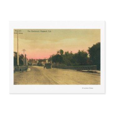 view of a model-t ford on the boulevard postinvitations