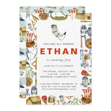 viking themed birthday party invitation