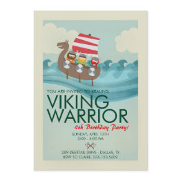 Small Viking Warrior Birthday Invitation Front View
