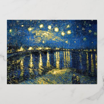 vincent van gogh - starry night over the rhone foil holiday invitations