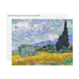 Small Vincent Van Gogh - Wheat Field With Cypresses Postinvitations Front View