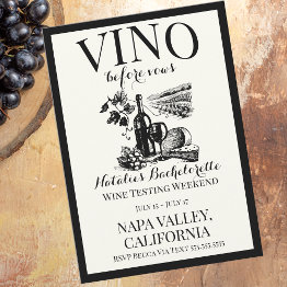 Small Vino Before Vows Bach Custom Winery Bachelorette Invitation Front View