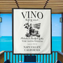 Small Vino Before Vows Bach Custom Winery Bachelorette Tapestry Front View