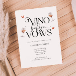 Small Vino Before Vows Winery Bachelorette Party Invitation Front View