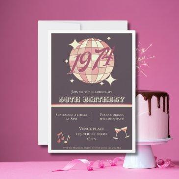 vintage 1974 51st birthday retro purple invitation