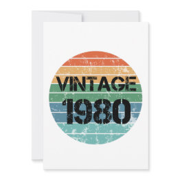 Small Vintage 1980 Birthday Invitations Front View