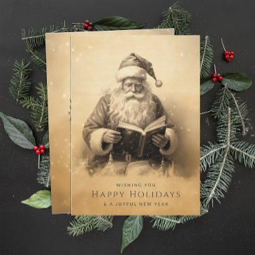 vintage antique classic santa customized christmas holiday invitations