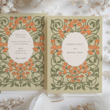 vintage art nouveau floral wedding invitation