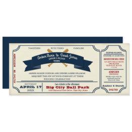 Small Vintage Baseball Wedding Invitation Front View
