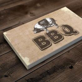 Small Vintage Bbq Pork Business Invitations Front View