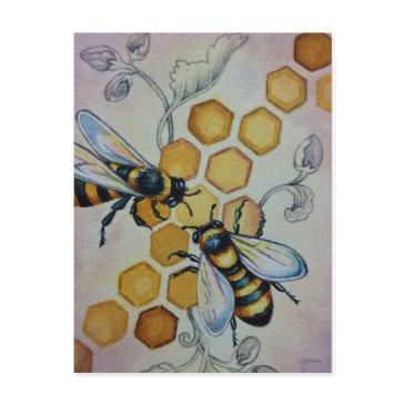 vintage bees no. 5 honeycomb vines watercolor art postinvitations