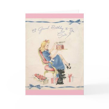 vintage birthday to a sister, invitations