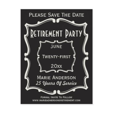 vintage black white save the date retirement party announcement postinvitations