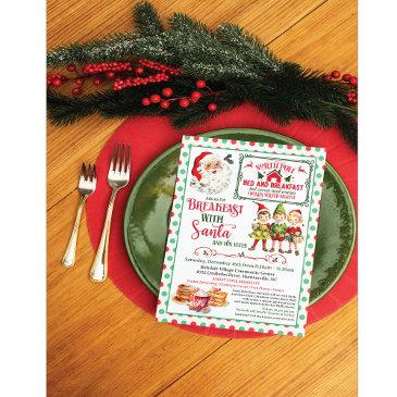 vintage breakfast with santa holiday invitation