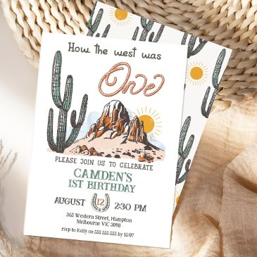 vintage brown how the west was one 1st birthday invitation