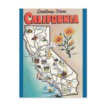 vintage california map usa tourism postinvitations