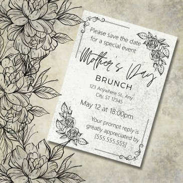 vintage, cherishing motherhood, mother day brunch invitation