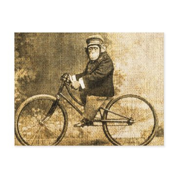 vintage chimpanzee on a bicycle postinvitations