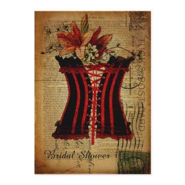 vintage corset bridal party lingerie shower invitation