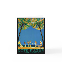 Small Vintage Cote D'azur French Travel Invitations Front View