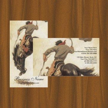 vintage cowboy, bronco buster study by nc wyeth business invitations