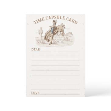 vintage cowboy first rodeo time capsule invitations