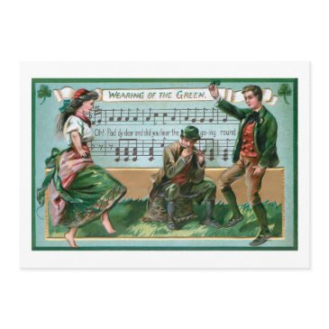 vintage dancing irish couple w/music holiday invitations