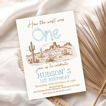 vintage desert western wild west one 1st birthday invitation