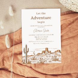 Small Vintage Desert Wilderness Baby Shower Invitation Front View