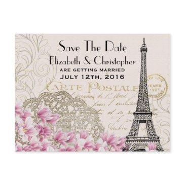 vintage eiffel tower parisian style save the date announcement postinvitations