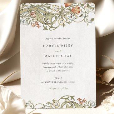 vintage elegance william morris floral wedding invitation
