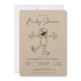 Small Vintage Elmo Baby Shower Invitation Front View