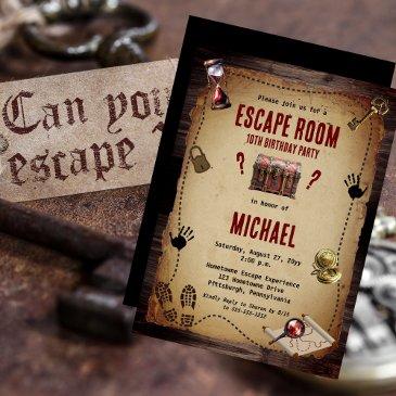 vintage escape room mystery birthday party invitation