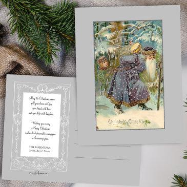 vintage father christmas in snowy woods postinvitations