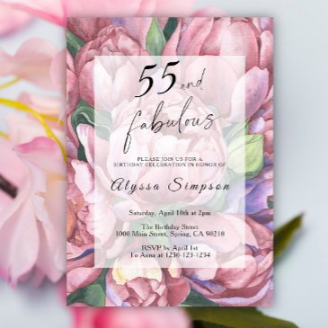 vintage floral 55th birthday party invitation