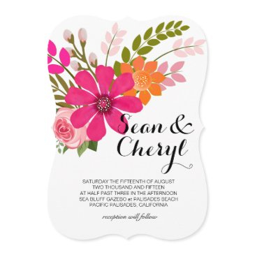vintage folklore floral banner ribbon wedding invitation
