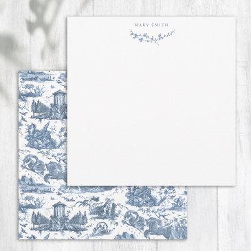 vintage french chariot of dawn toile de jouy-blue note invitations