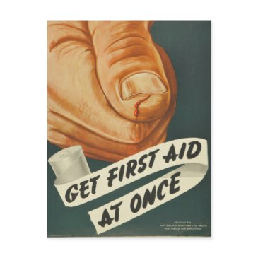 vintage get first aid at once postinvitations