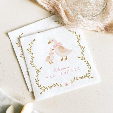 vintage goose girl baby shower napkins