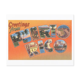 Small Vintage Greetings From Puerto Rico Postinvitations Front View