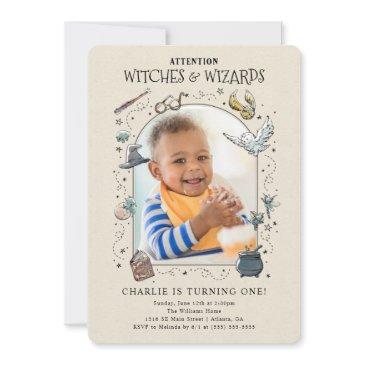 vintage harry potter first birthday - photo invitation