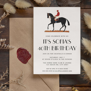 vintage horse racing jockey riding birthday party invitation