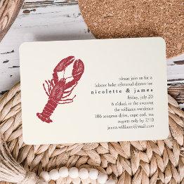 Small Vintage Lobster Bake Rehearsal Dinner Invitation Front View