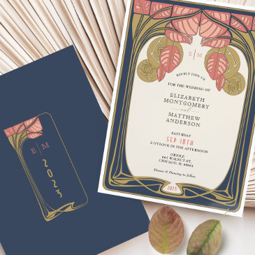 vintage mackintosh trees in bloom wedding invitation